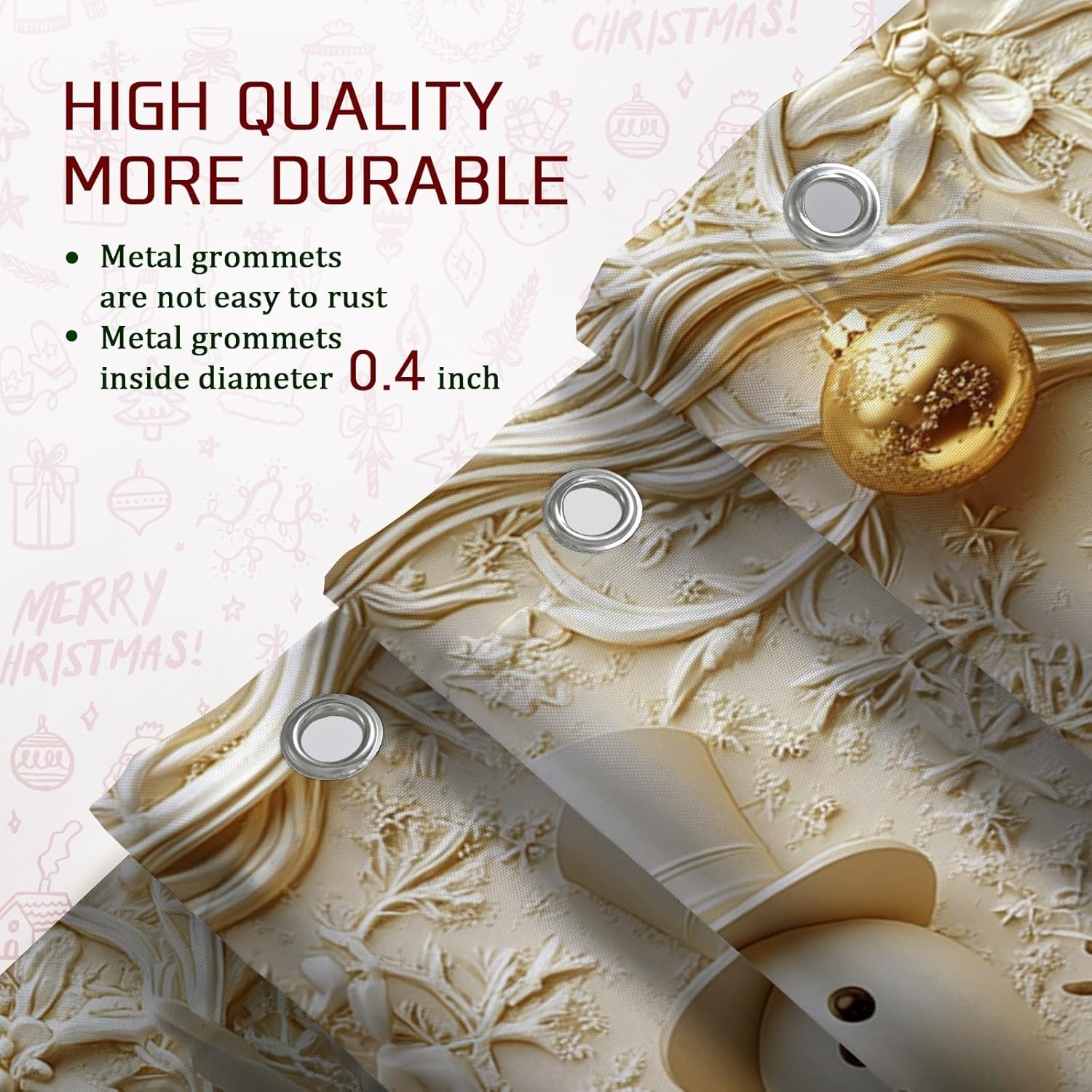 4PCS Winter Christmas Bunny Rabbit Bathroom Sets with Non-Slip Rug, U Shape Toilet Lid Cover Mat, Snowman Xmas Animal Pet Bathroom Decoration 72''x72''