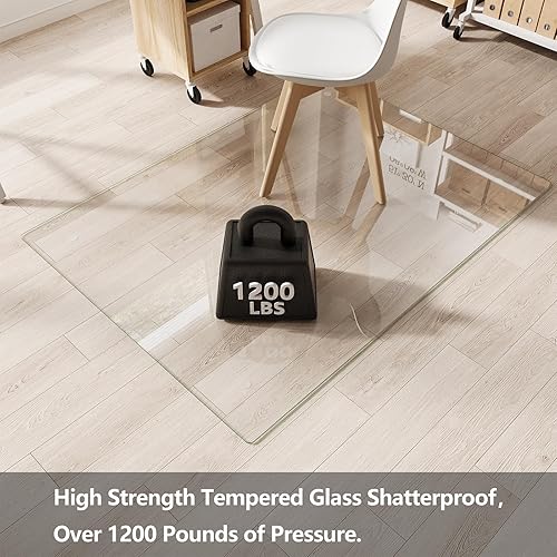 Miniatura 32 de Tapete para silla para alfombra, tapete de vidrio templado mejorado de 36 x 55 pulgadas para silla de oficina, protector de tapete con bordes
