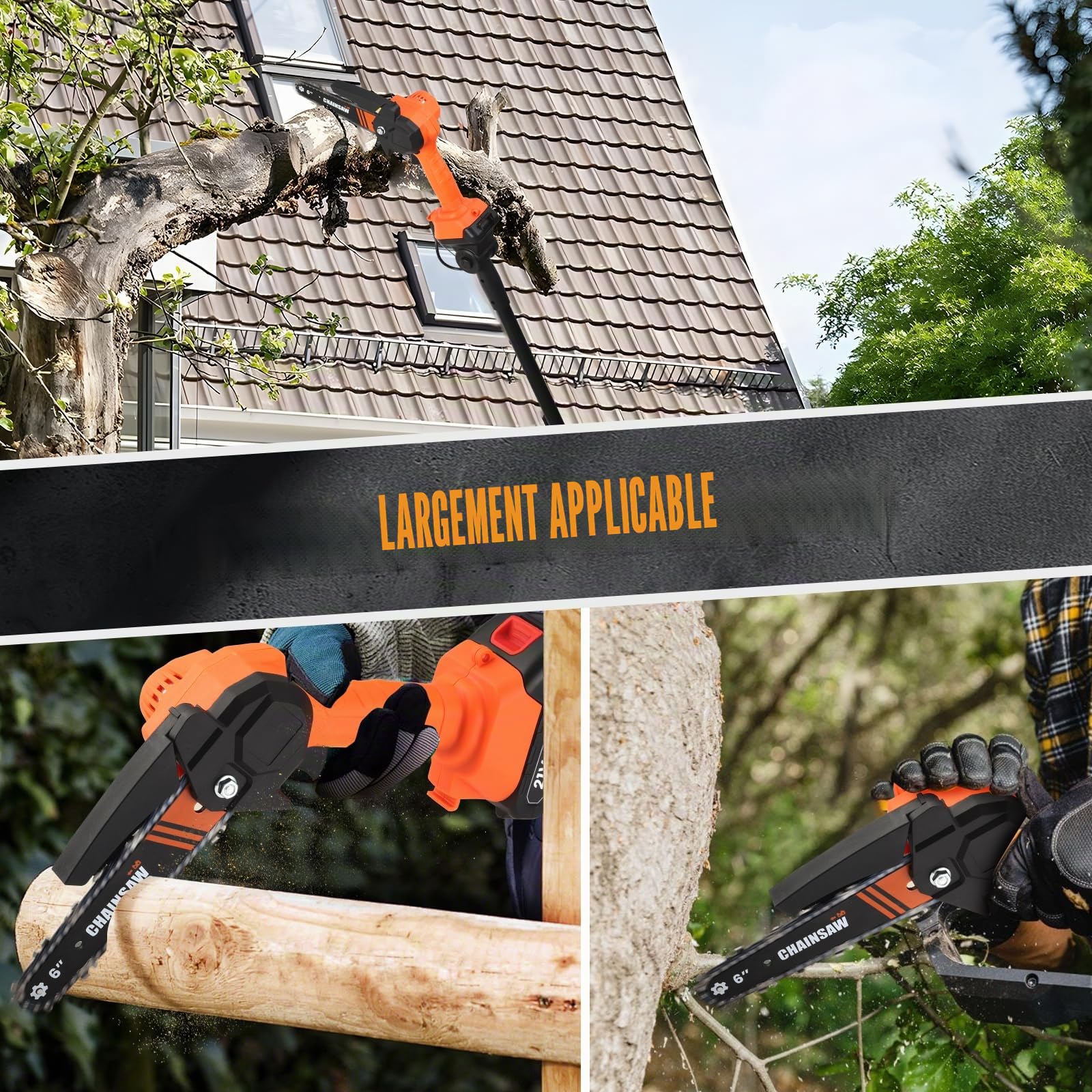 Tronçonneuse et Élagueuse Télescopique 2-en-1 pour Makita 18V, Avec 2 Batteries 1,5 Ah, Chargeur, Chaînes 6+8 Pouces, Perche Télescopique de 2,3 m, Scie Électrique à Branches pour Arbustes