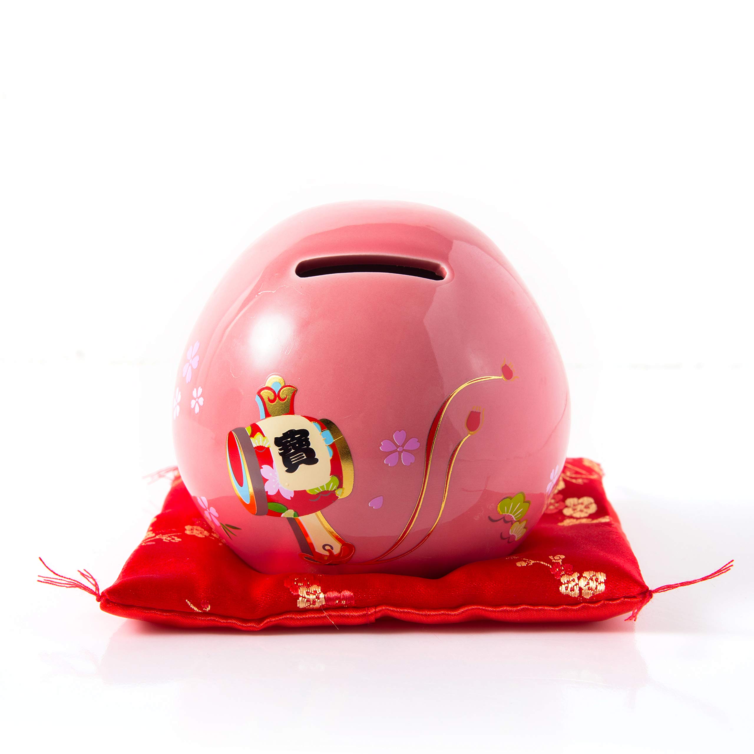 しろたん　陶器製貯金箱　ダルマ　赤　金 しろたん 陶器製貯金箱 ダルマ 赤 金