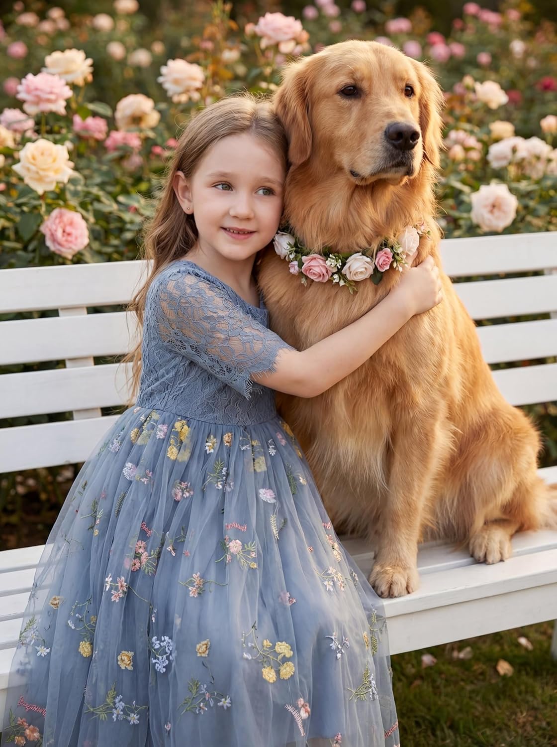 LalaMira Flower Girl Dress Floral Embroidered Tulle/Lace Dresses for Wedding Garden Party Girl's Fairy Dresses - Image 3