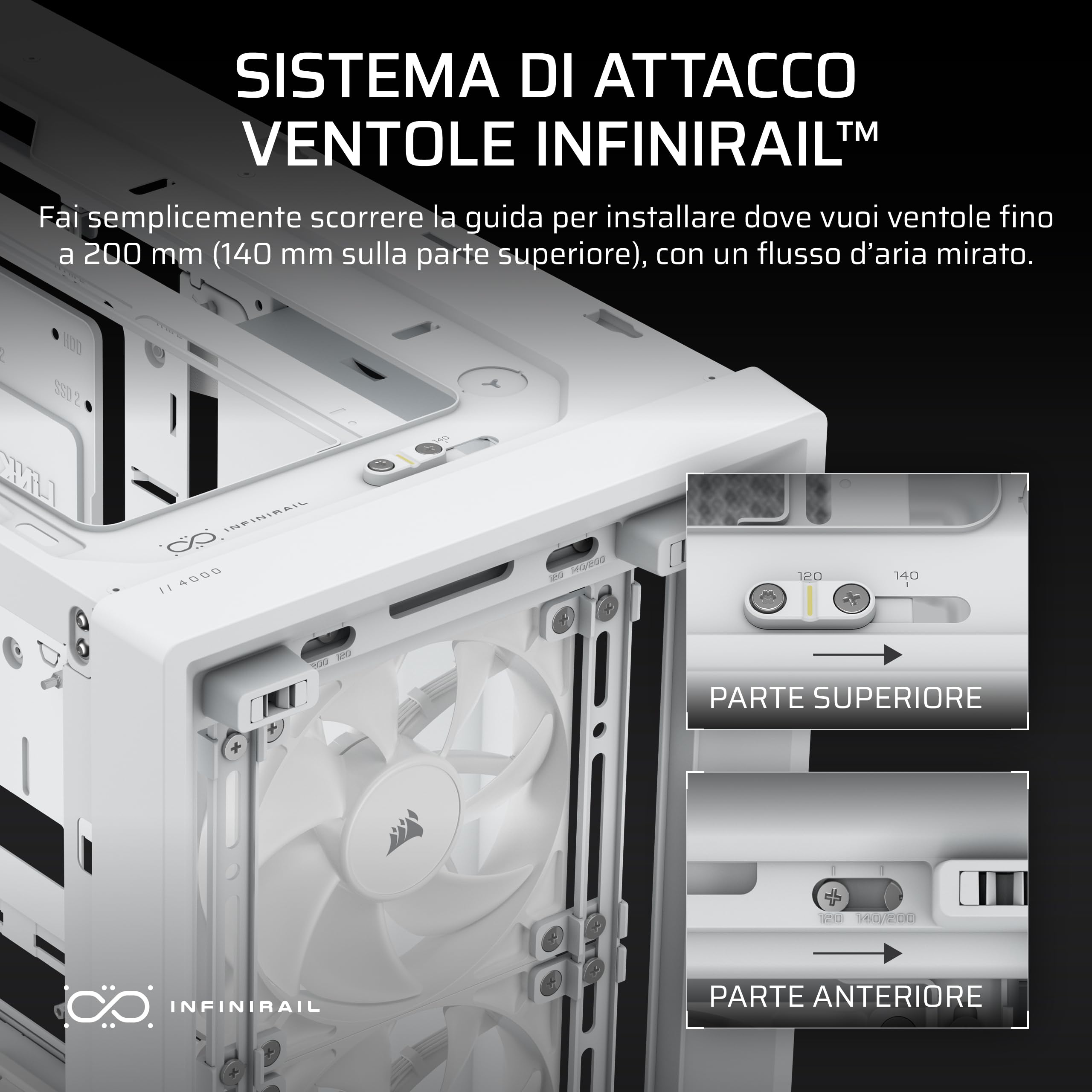 CORSAIR FRAME 4000D WOOD RS Case PC Mid Tower – Bianco e Rovere | Pannello Frontale Legno, 4 Ventole PWM RS120 Incluse, Compatibile Con Scheda Madre Rovesciata, Stabilizzazione Anti-Cedimento