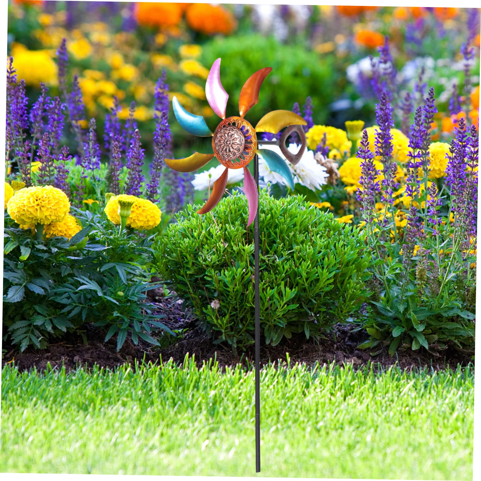 Yardwe Molino de Viento de Metal y Apariencia Única para Jardín y Resistente Diseño Delicado Fácil de Usar Decoración para Césped y Patio para Exteriores