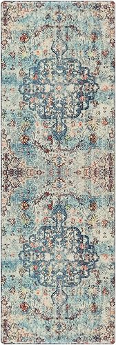 Miniatura 130 de Lahome Alfombra bohemia con medallón floral de 3 x 5 pies, suave, impresa, para baño, cocina, entrada, vestíbulo, vintage, antideslizante, lavable