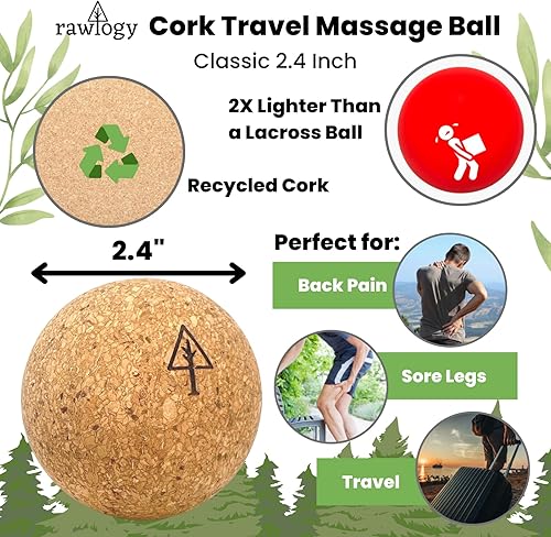 Miniatura 2 de Bola de masaje de corcho de viaje, alternativa ligera y sostenible a la bola de lacrosse para aliviar el dolor muscular (2.5 pulgadas (paquete de
