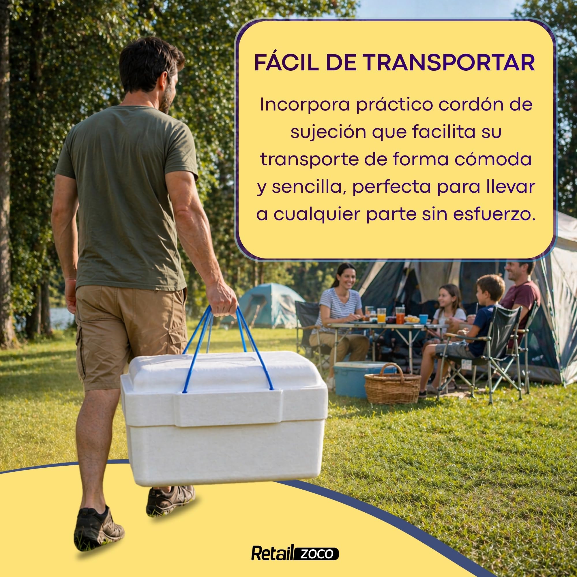 Neveras de Acampada, Nevera de Poliestireno, Nevera Porta alimento con cordón, Ideales para Salidas al Campo, a la Playa, a Fiestas o al Trabajo