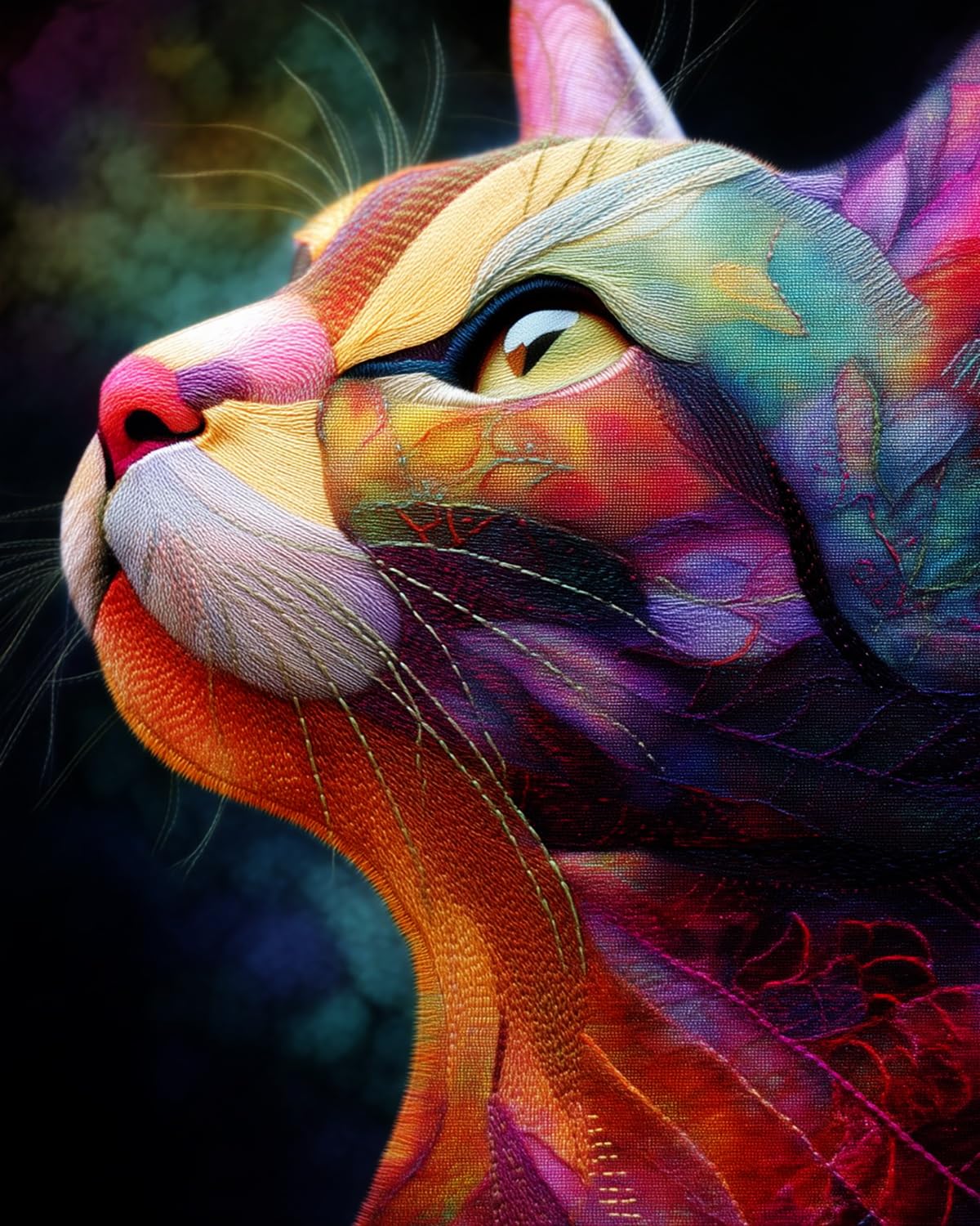 LIUBAISHI Paint by Numbers for Adults, Colourful Cat Shadow, 40x50 cm Acrylic Canvas Painting Kit