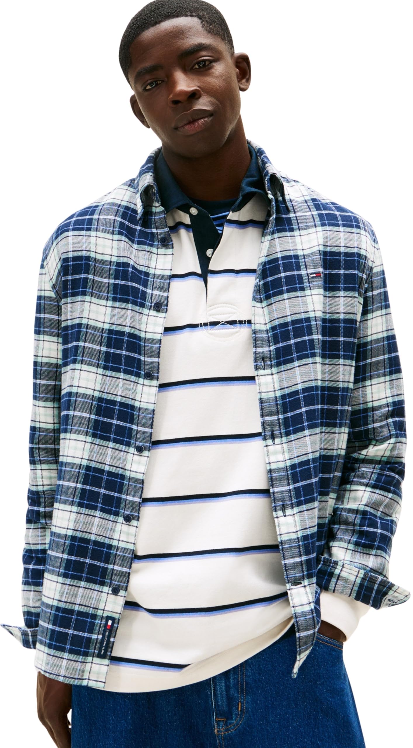 Tommy Jeans Multi Regular Fit Check Flannel Shirt - Navy - Xl