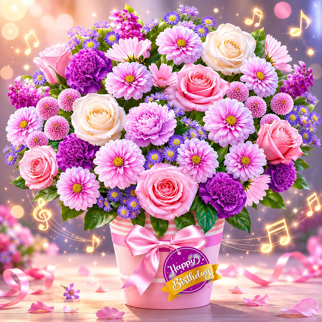 APOTODITO Tarjetas de cumpleaños desplegables, regalos del día de la madre, tarjeta de cumpleaños con música y luz, tarjeta 3D de ramo de flores, regalos del día de San Valentín, tarjetas del día de