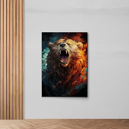 Miniatura 7 de Grizzly Bear Roaring High, Grizzly Bear Art, Grizzly Bear, Grizzly Bear Print On Canvas Wild Nature Wall Art Bear Silhouette Poster Wall, Decor