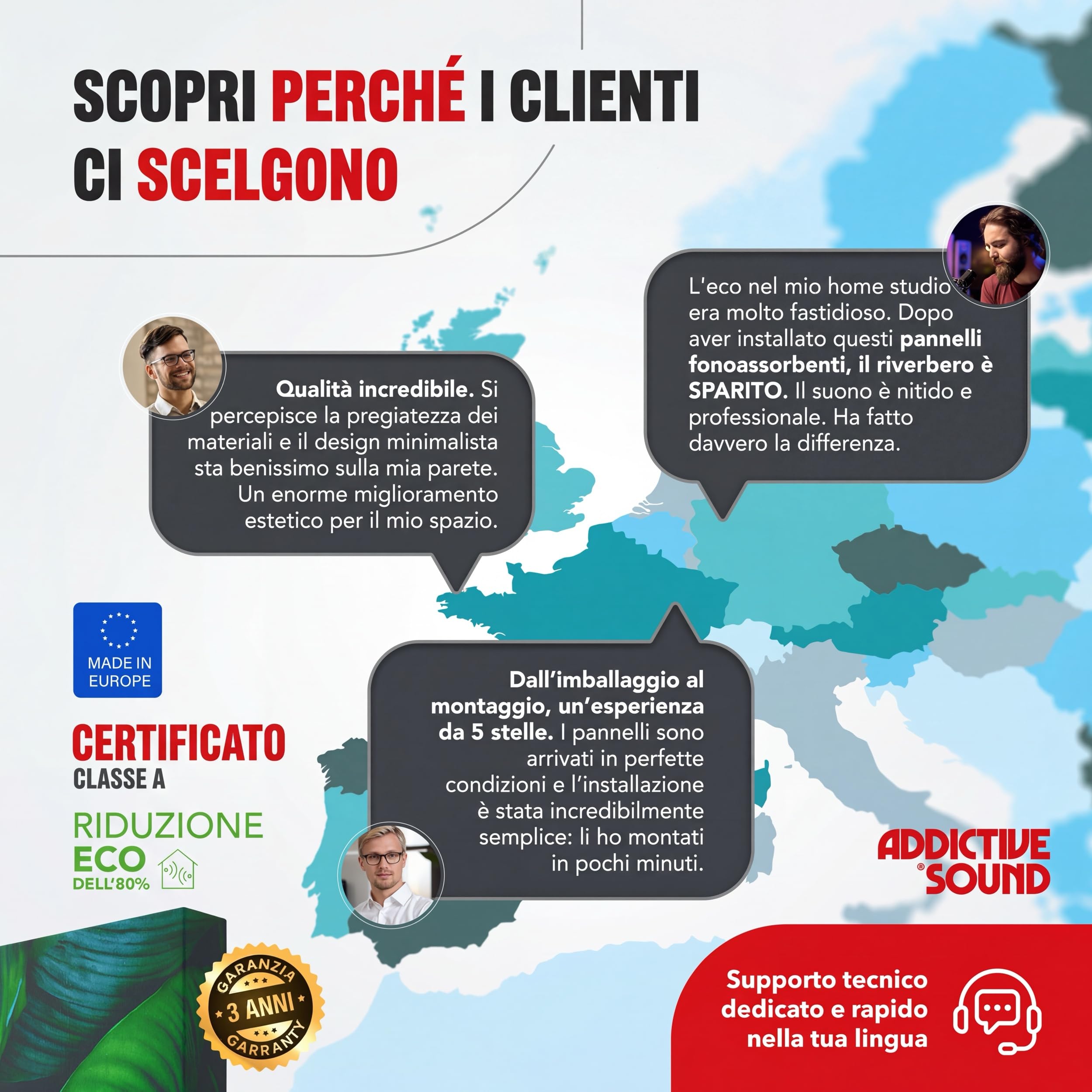 Addictive Sound Quadro Acustico – Pannello Fonoassorbente Murale in Lana Acustica – Classe A – Stampa Professionale – Quadro Fonoassorbente Decorativo Made in EU – 148×50×6 cm - BlueMarble 3