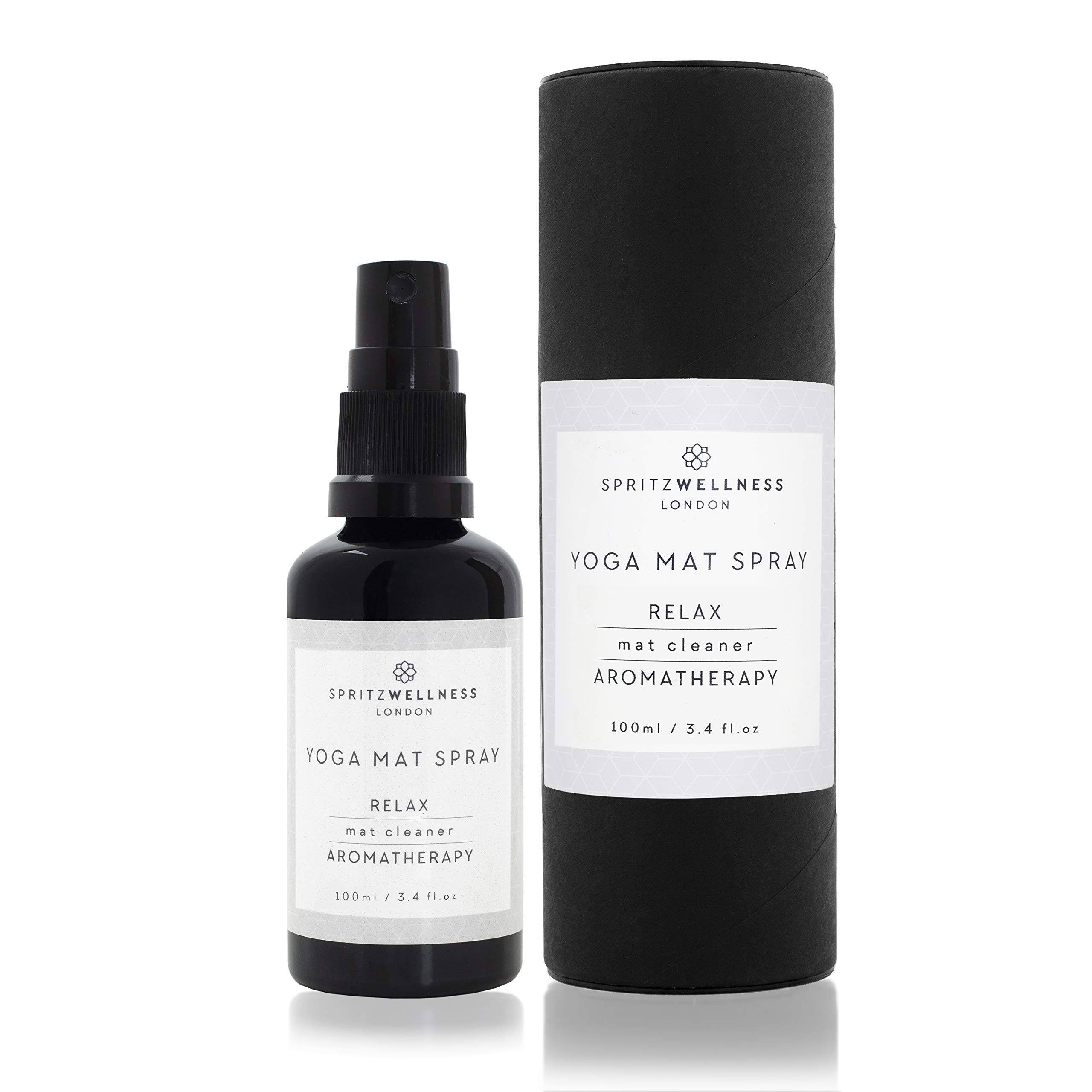 Spritz Wellness | Yoga Mat Spray | Lavender & Tea Tree Antibacterial Cleaner | Natural Essential Oils Alcohol-Free | 100ml | For Yoga Pilates & Fitness Mats (Relax)
