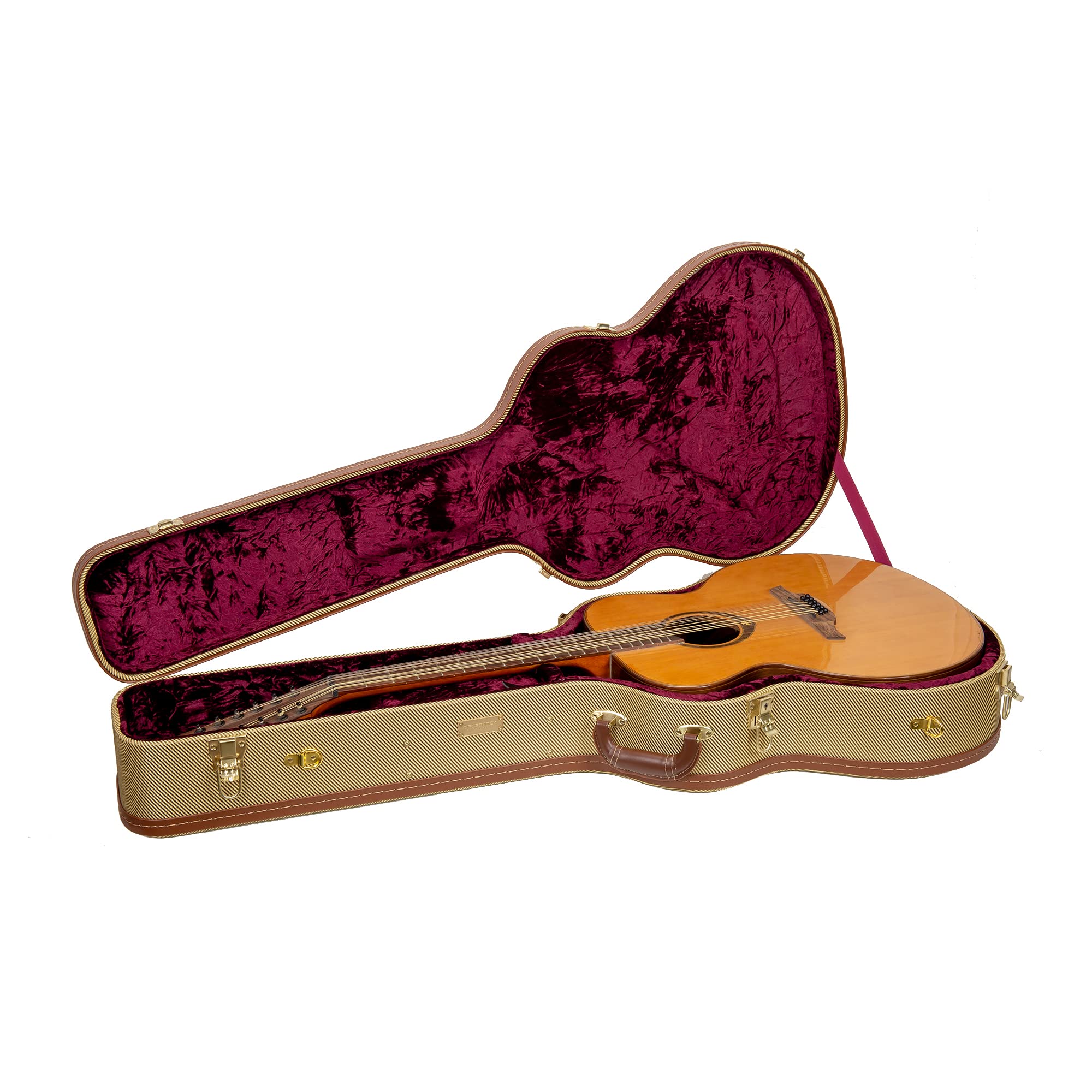 Guitar Case Acoustic Crossrock Designer Series- Wooden Case For Les Paul Electric Guita-Blossom Brown Bass Guitar Case