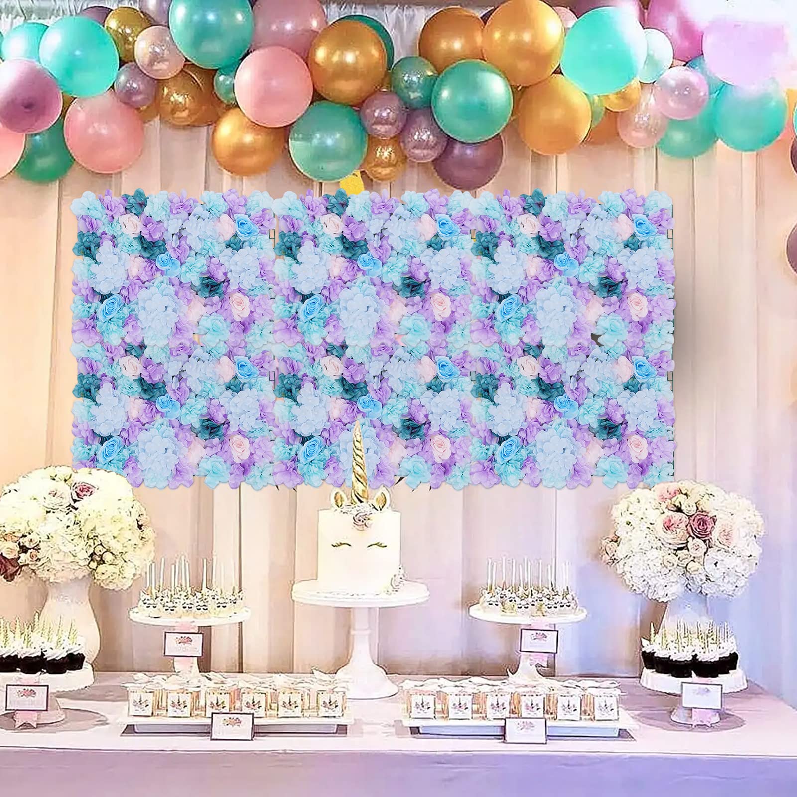 OUKANING Künstliche Blumenwand Paneele 40X60cm, Romantik Rosenwand Kunstblumen Rechteckig, Mehrere Farben Verfügbar, Für Wohndekoration, Party Hochzeit Aktivitätsdekoration (Typ D: 6-teilig)