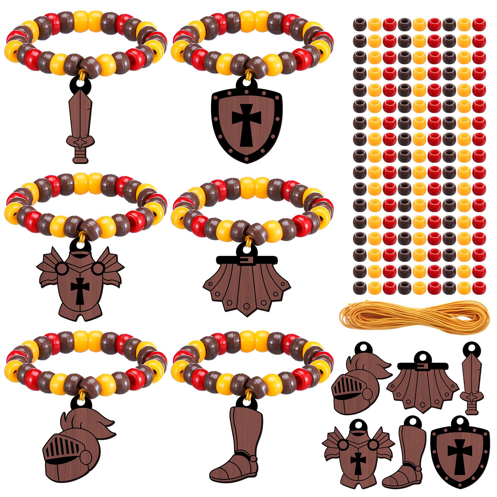 Tondiamo 24 Sets Put on the Whole Armor of God Craft Kits Religious Beads Bracelet with Shield Sword DIY Christian Jewelry Crafts for Home Classroom VBS Sunday School Activities Party Decorations