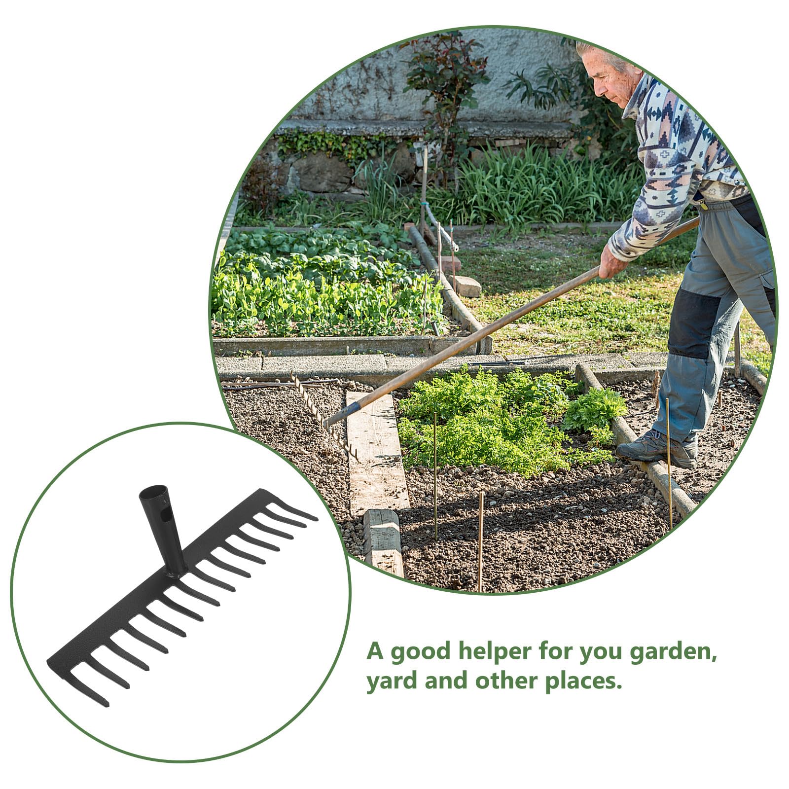 Tête de râteau Robuste en métal à 9 Dents pour l'agriculture et Le Jardinage, râteau de Jardin en Acier résistant, idéal pour ameublir la Terre et tondre la pelouse, Conception renforcée.