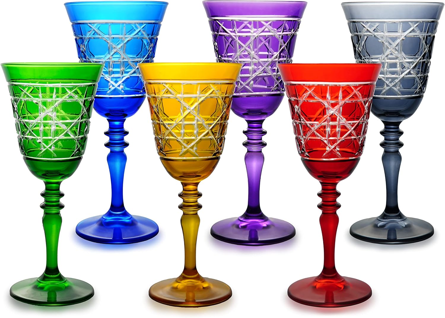AYD KRISTAL Wine Glasses Set of 6 Colored wine glasses