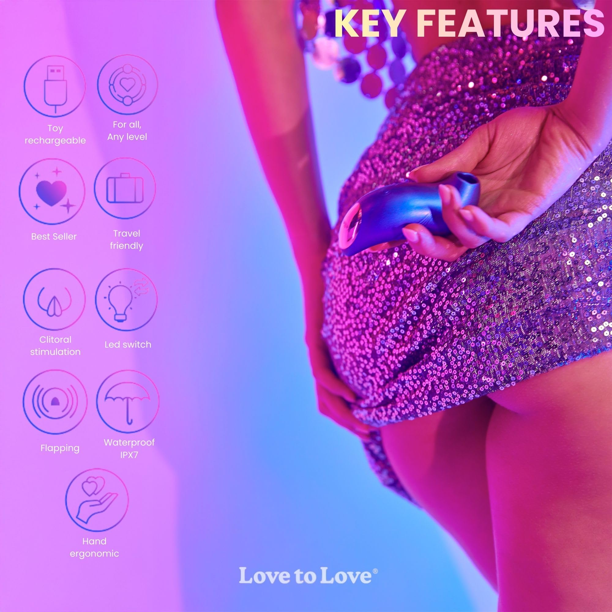 Love to Love Believer – Stimolatore clitorideo a suzione con tecnologia flapping, sex toy da donna telecomandato in silicone, ricaricabile, impermeabile IPX7, formato viaggio