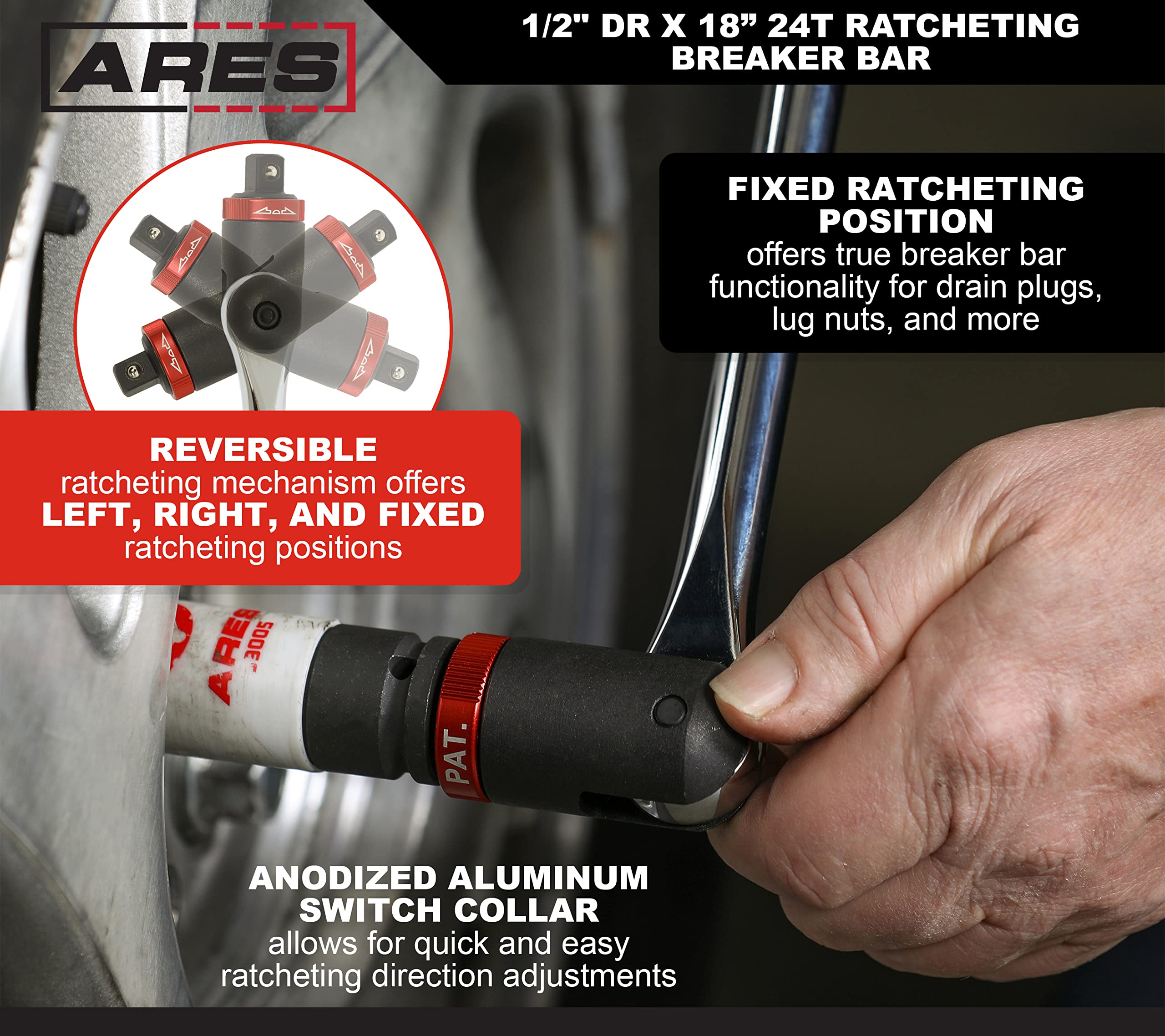 Snapklik.com : 40011 1/2-Inch Drive Ratcheting Breaker Bar 18-Inch ...