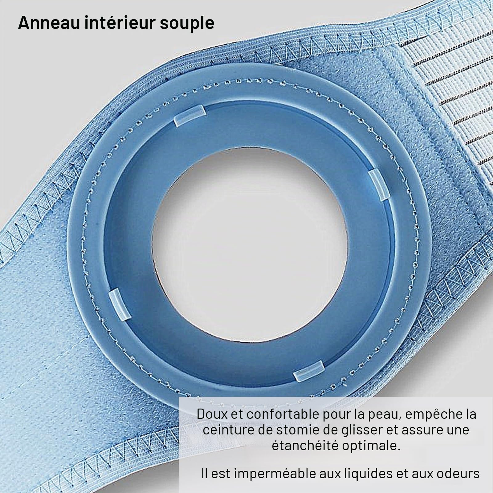 Ceinture de Stomie pour Hommes et Femmes Ceinture Maintien Abdominale Bleue Ceinture pour Hernie Ombilicale d'Extension et 3 Anneaux de Stomie