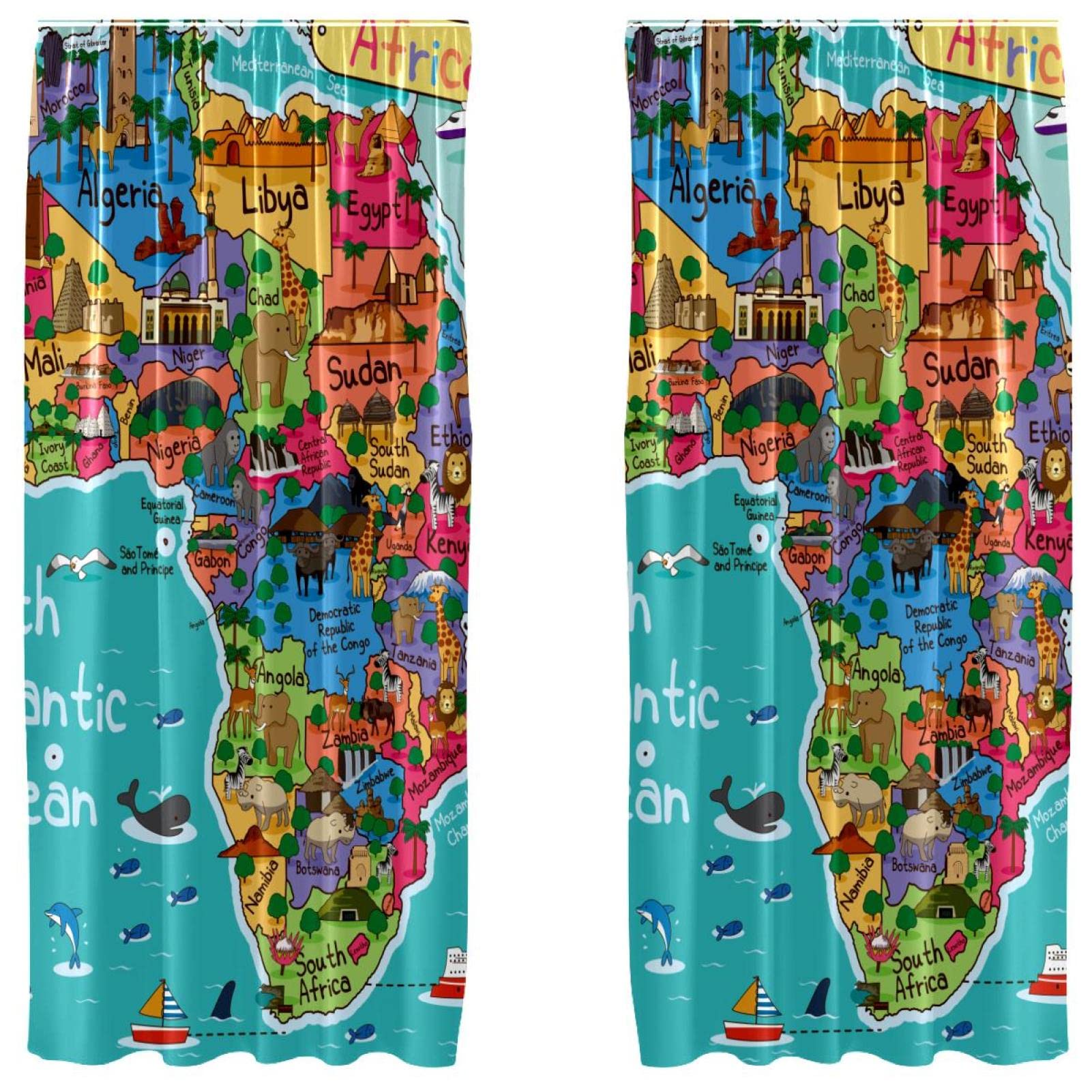 Rideau occultant motif Afrique 140x213 pour chambre d'enfant
