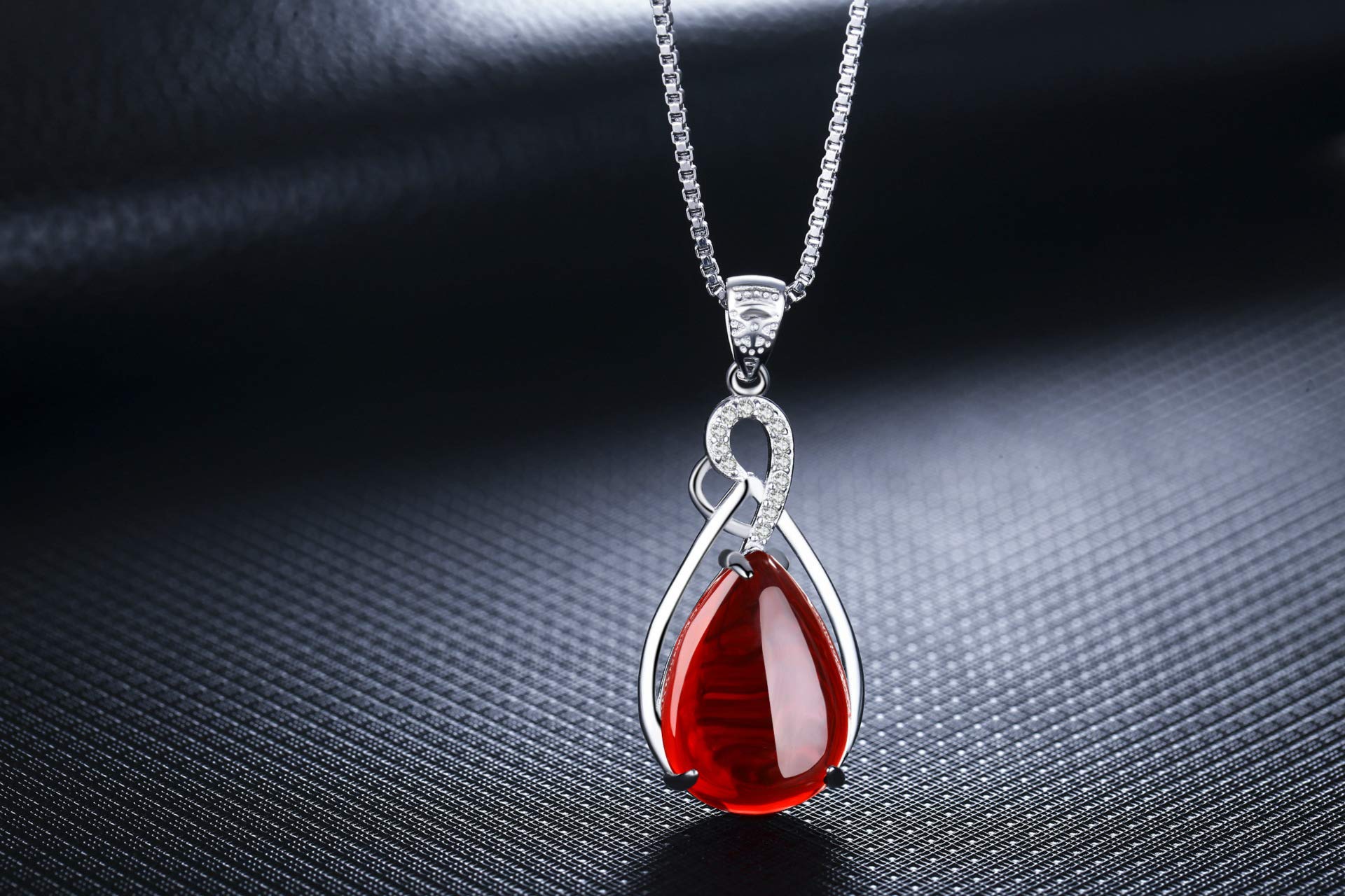 EASTCODE S925 Sterling Silver Women's Necklace Corundum Pendant RED Jade Turquoise S925 Collarbone Jewelry Jade Pendant Gemstone Bizuteria