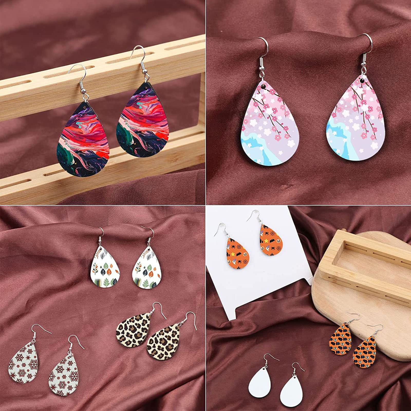 Wiffe 90x Sublimations Ohrring Rohling, Wärmeübertragungsdrahthaken, Ohrringe, unvollendete Tropfenform, Handwerk, unvollendeter Sublimations Ohrring Rohling, tropfenförmig, baumelnde Charms, lustig