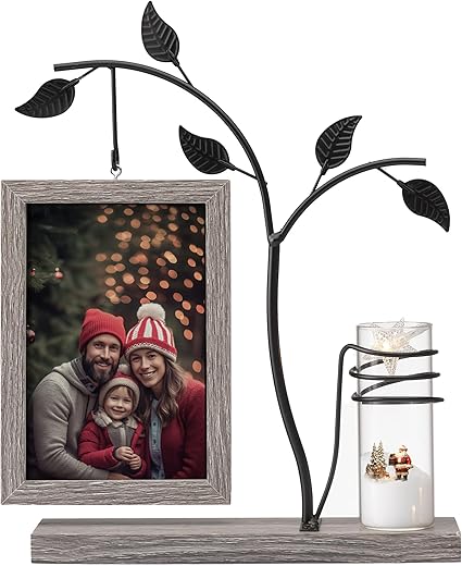 Afuly Cadre Photo 10x15 Bois Personnalisé avec Vase Design Verre Double Face...