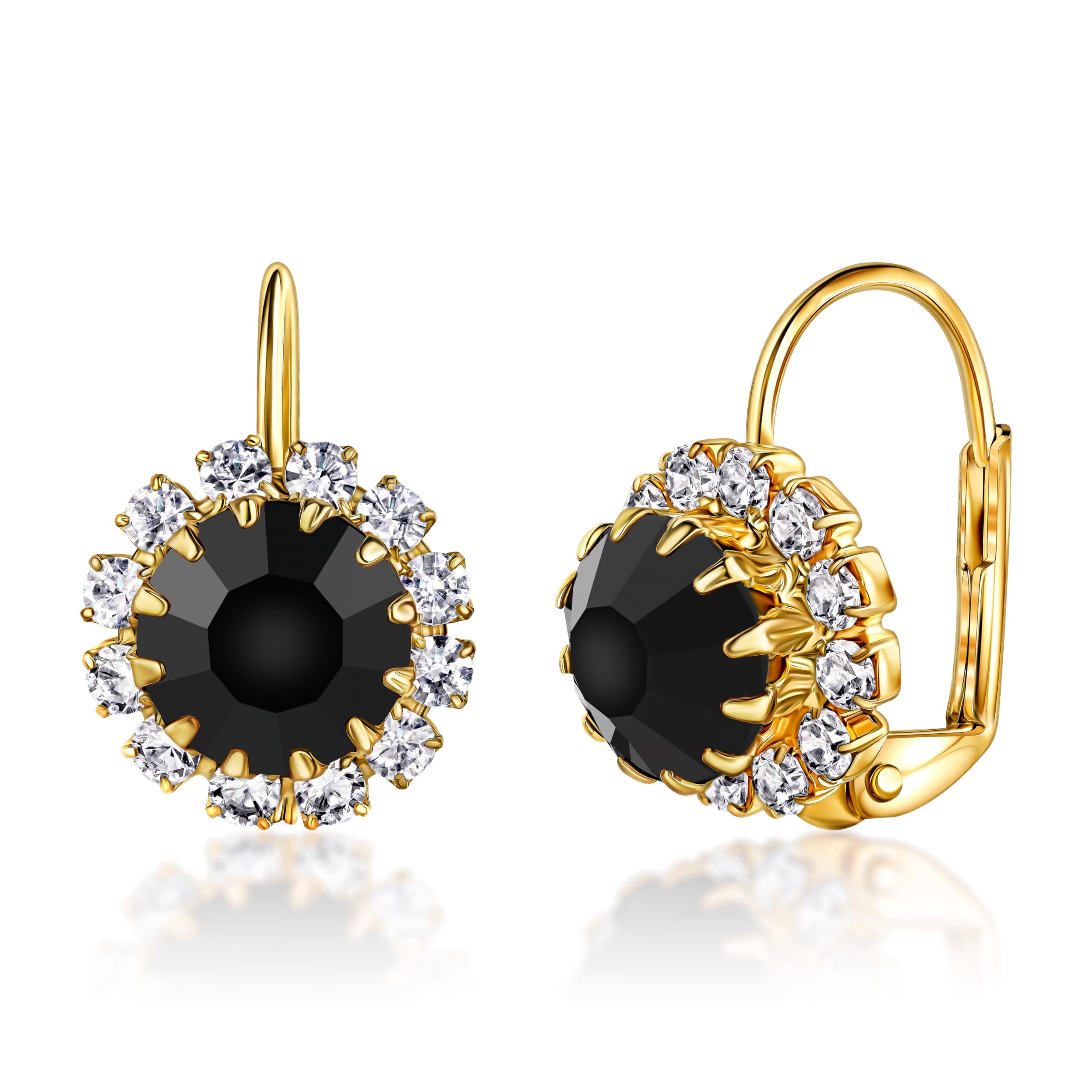 Crystal Flower Earrings For Women | Brazel 18K Gold Plated Crystal Flower Earrings Cubic Zirconia Earrings for Women
