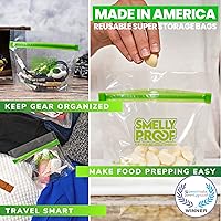 Vista 3 de Smelly Proof 10 bolsas reutilizables para almacenamiento de alimentos, bolsas reutilizables para congelador, bolsas reutilizables para aperitivos