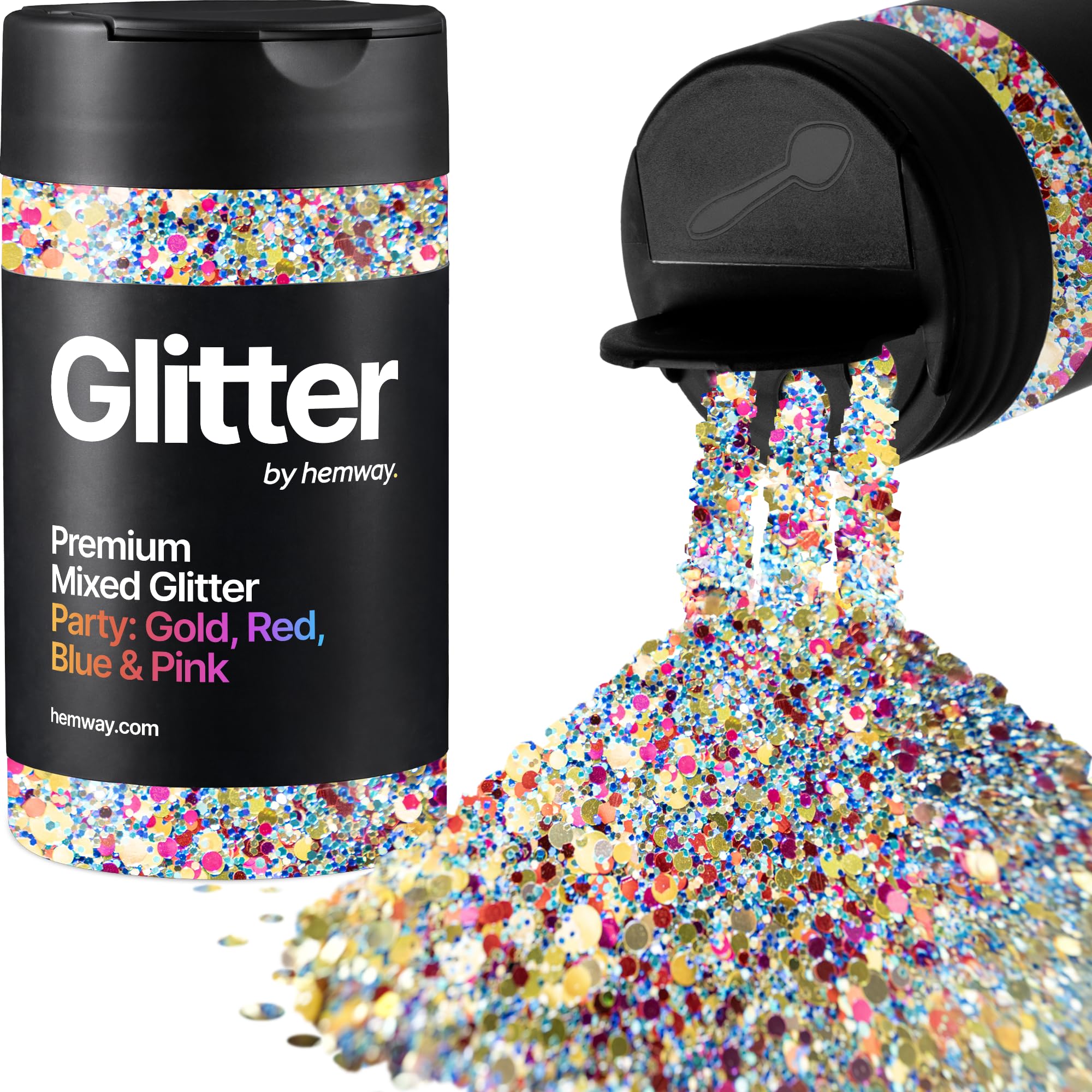 Hemway Party: Gold, Red, Blue & Pink Mix Glitter Shaker, 105g Mixed Size — image 1