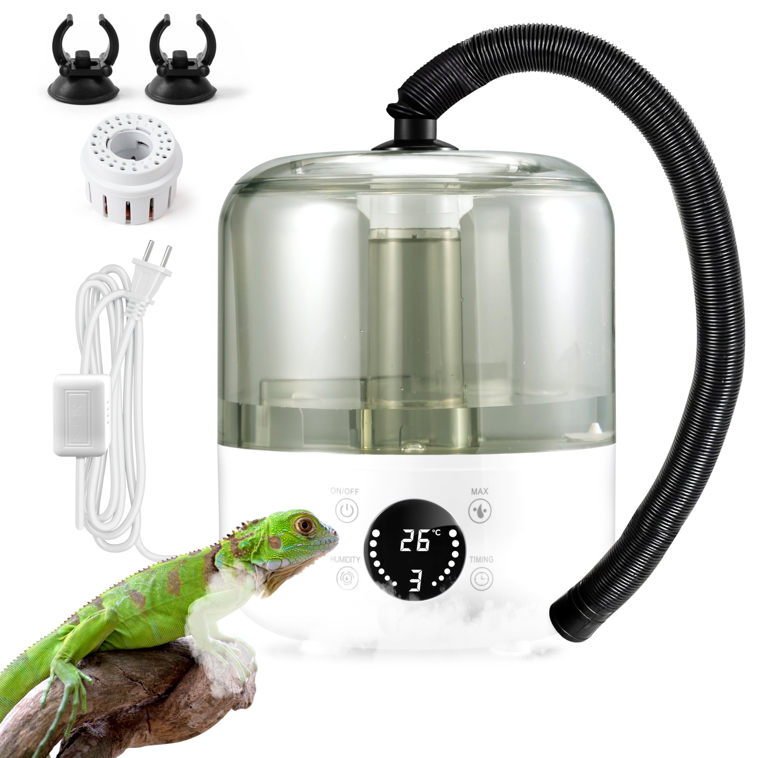 MALLMALL6 Reptile Fogger with Constant Humidity Controller & Timing, 3L Top-Fill Terrarium Humidifier with Humidistat, Smart Touch Screen Adjustable