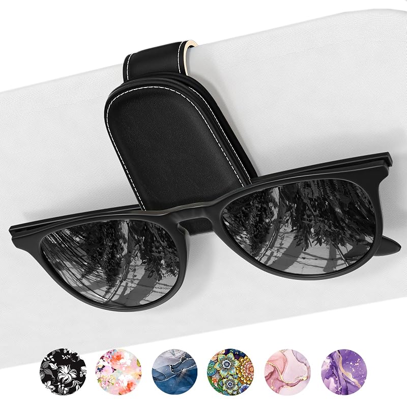 Porta-óculos magnético para para-sol automotivo NPOOYI em couro sintético PU Z-Black Holder-7