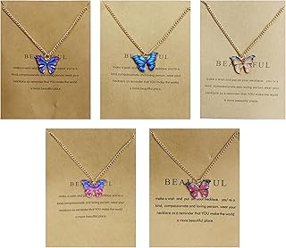 YouBella Jewellery Gifts Stylish Latest Gold Plated 5 Pcs Butterfly Pendant Necklace Chain Set for Girls and Women (Multic...