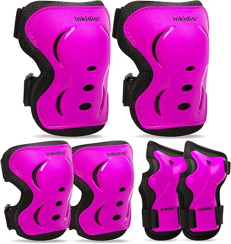 Rodilleras para niños, conjunto de equipo de protección con rodilleras, coderas y muñequeras, ideal para niñas, niños, patinaje, patineta, scooter y