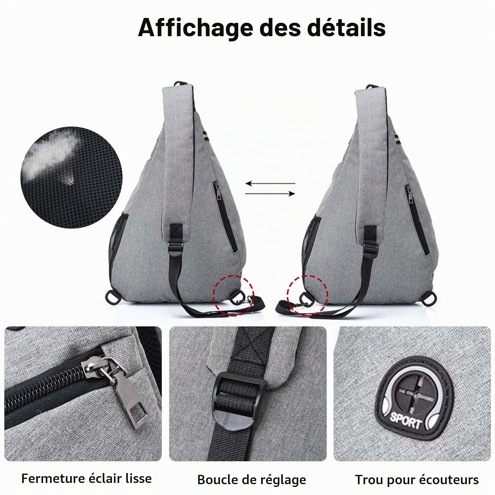 FANDARE Ultra-Léger Sac de Poitrine en Cuir Bandoulière Sling Crossbody Homme Femme Sacoche d'Epaule de Ceinture pour Voyage Randonnée Camping - Imperméable Nylon Rouge