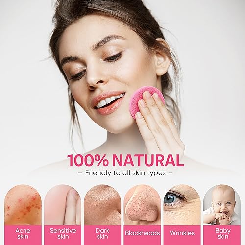 Miniatura 5 de 50 esponjas faciales comprimidas con recipiente de almacenamiento, para limpieza facial, removedor de maquillaje reutilizable, portátil, adecuado
