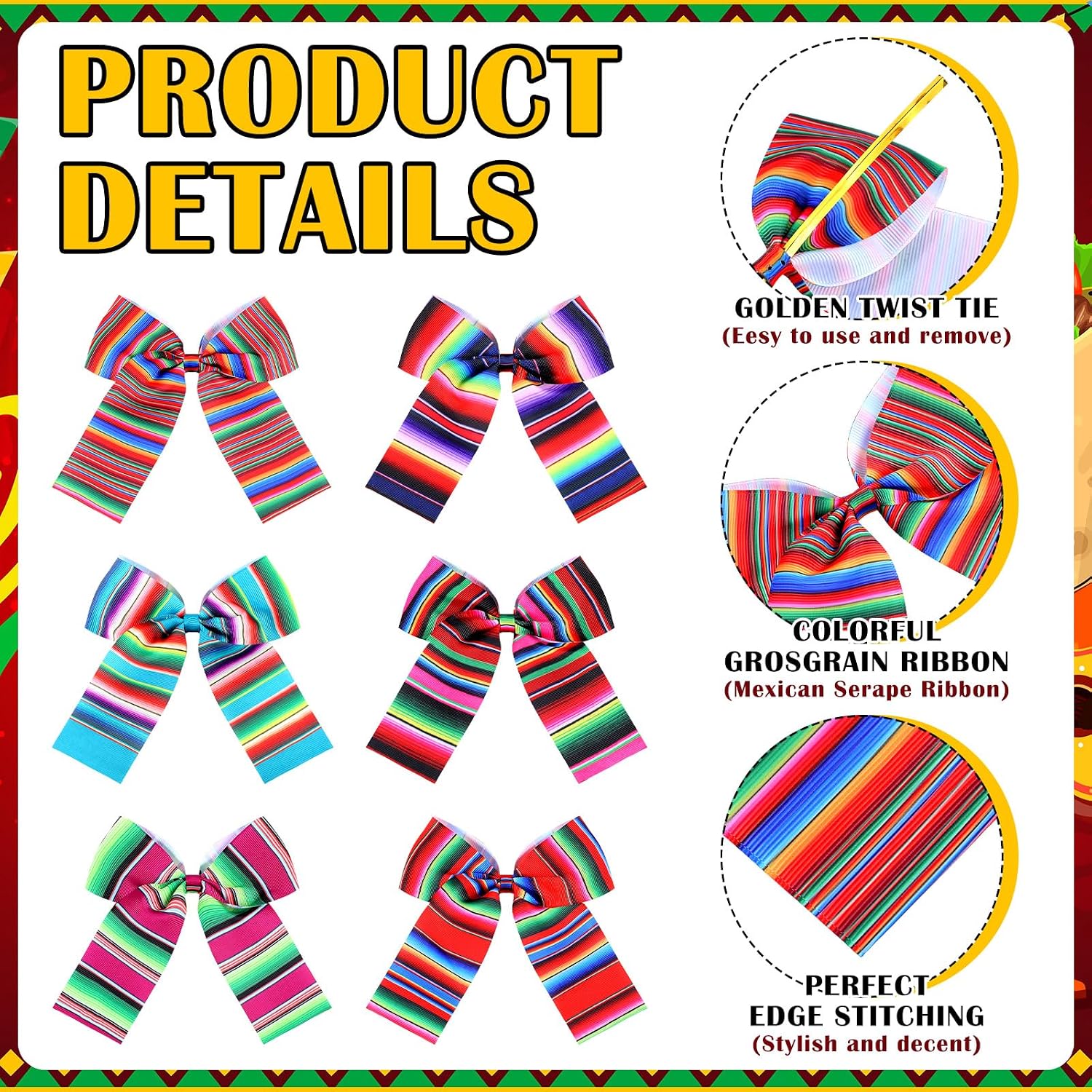 Suncalla 24 Pcs Christmas Mexican Serape Bows Decorations for Xmas Tree