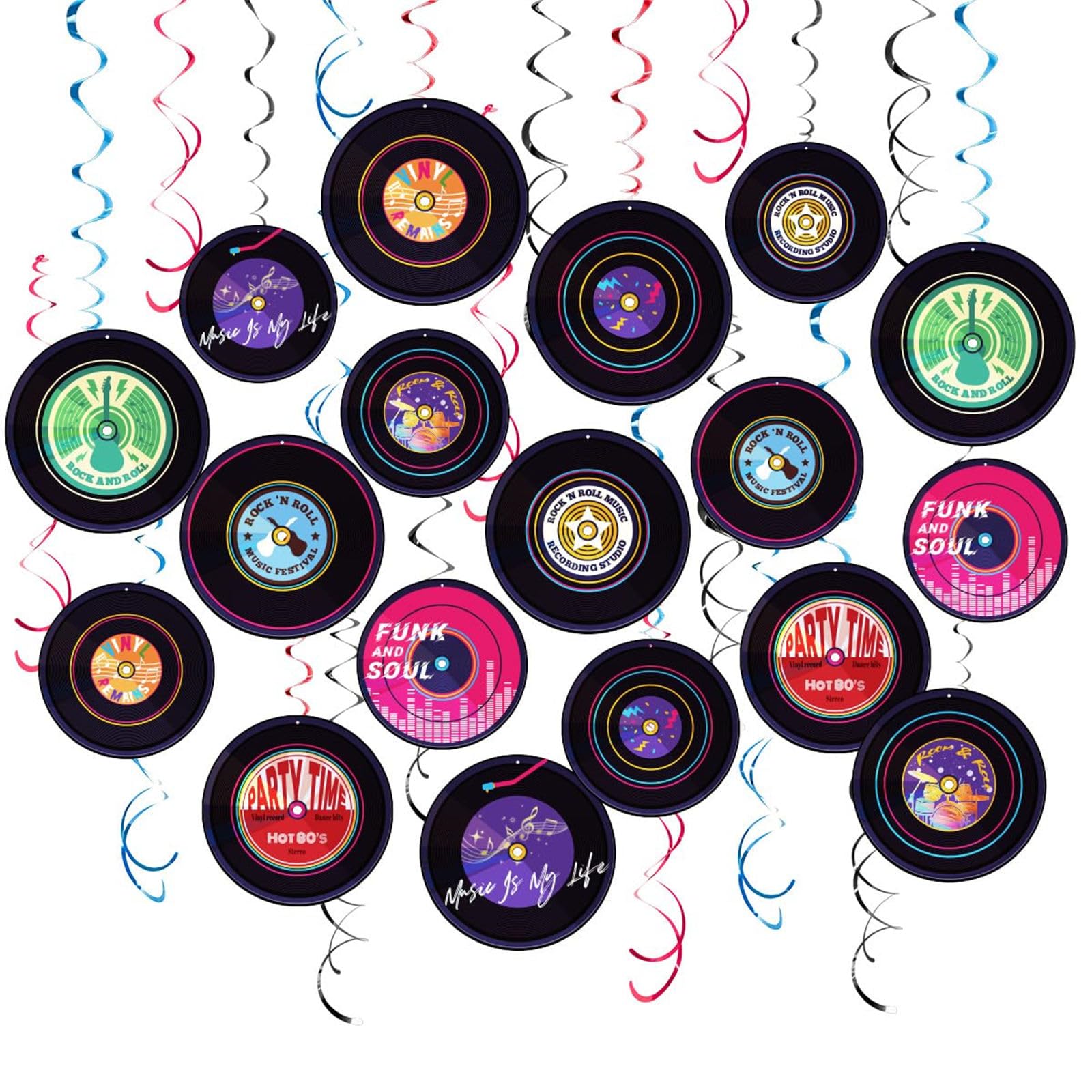 Oxxggkao Rock Music Themed Parties Decors Pack of 48 Parties Supplies for 80S Old Fashioned Theme Event and Home Celebration Guitar Low Characteristics