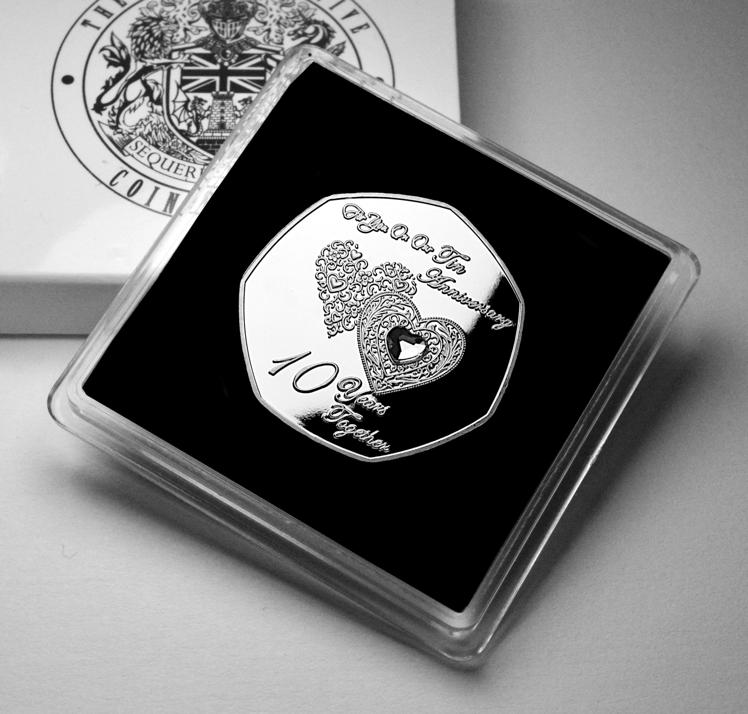 The Commemorative Coin Company For You On OUR 10th TIN ANNIVERSARY Silver Commemorative in Gift Case. (NOT WEDDING ANN) Gemstone. 10 Years. Gift/Present Partner/Girlfriend/Boyfriend