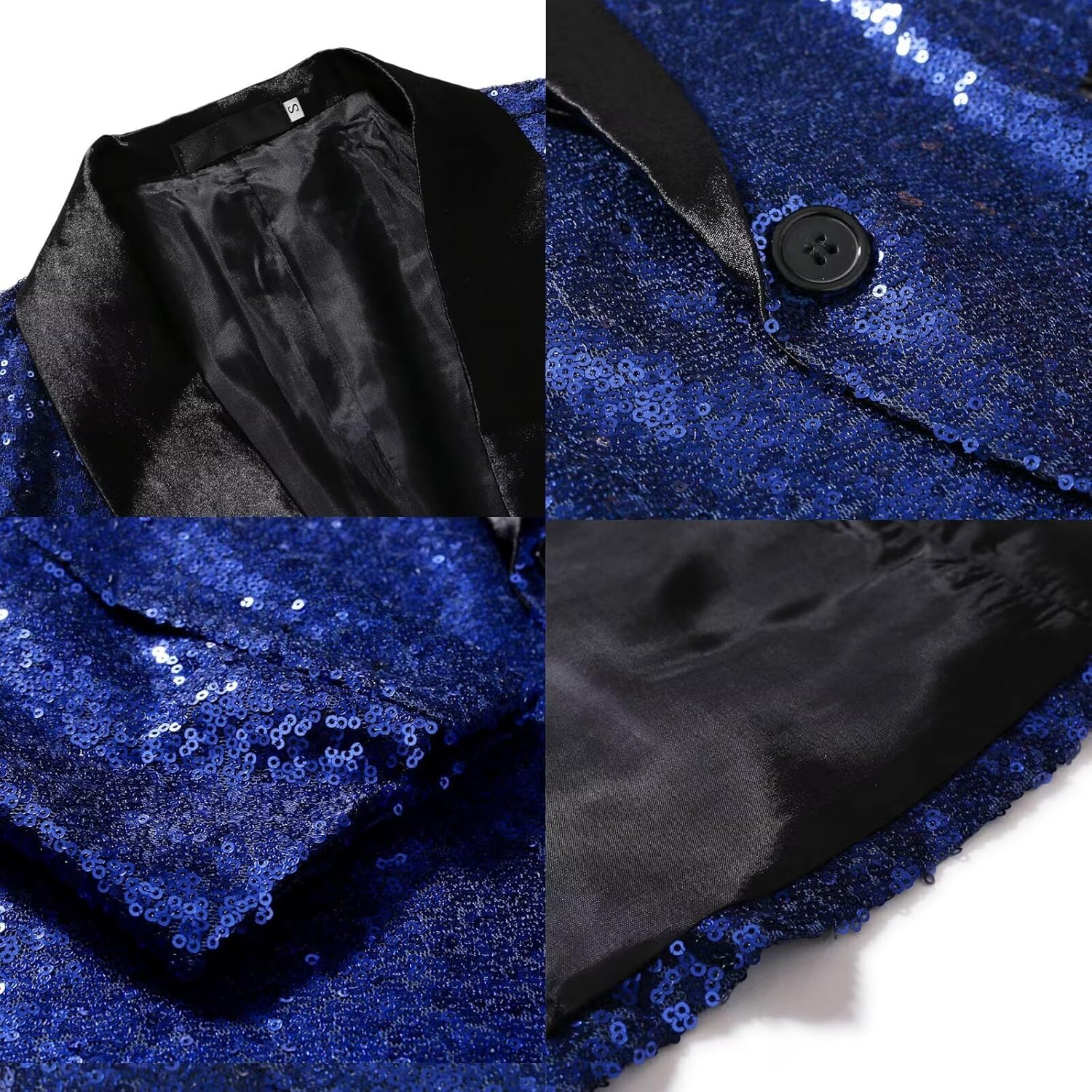 Men's Sequin 2 Piece Set One Button Suit Jacket Pant Solid Slim Fit Tuxedo Weddings Prom Party Dinner