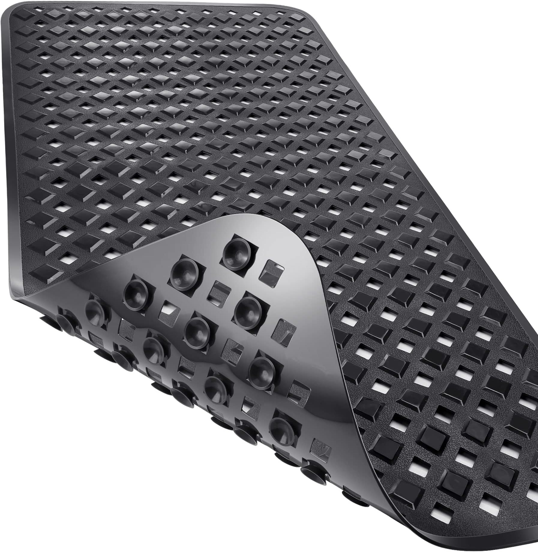 Yimobra Original Bath Tub and Shower Mat Extra Long, Non-Slip with Drain Holes, Suction Cups, Phthalate Free, Machine Washable Materials Bathroom Mats (34.5 x 15.5 Inch, Black)