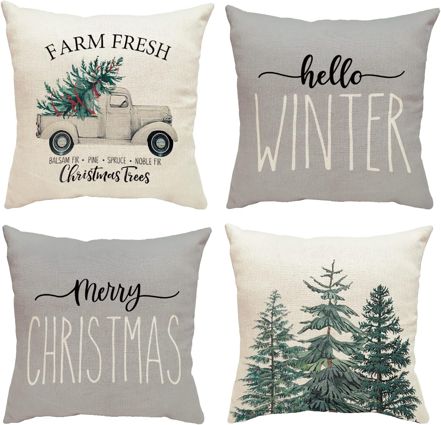 GDHBLING Christmas Throw Pillow Covers 18x18 Inch Set of 4