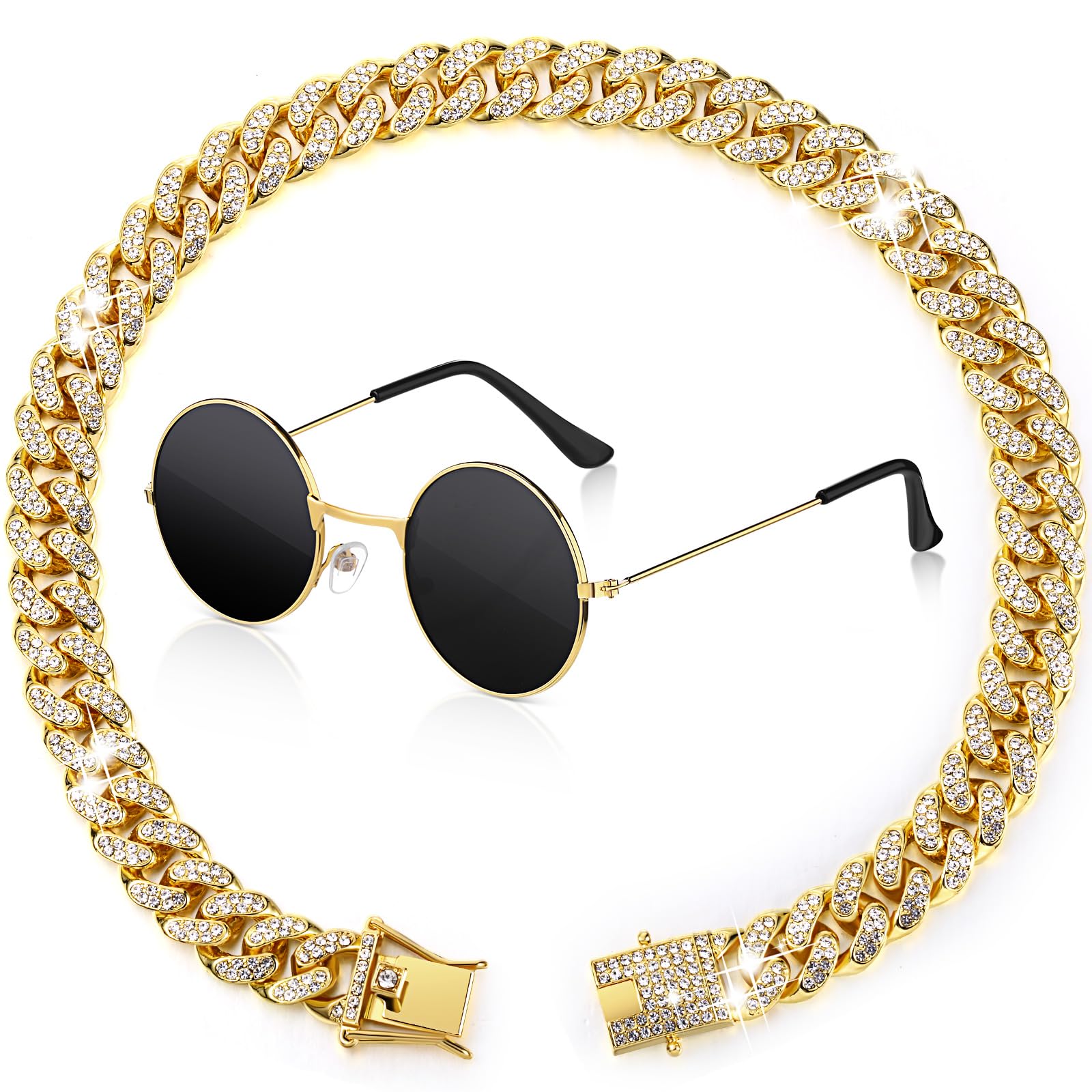 Collier cubain chat et chien et lunettes pour fêtes et déguisements