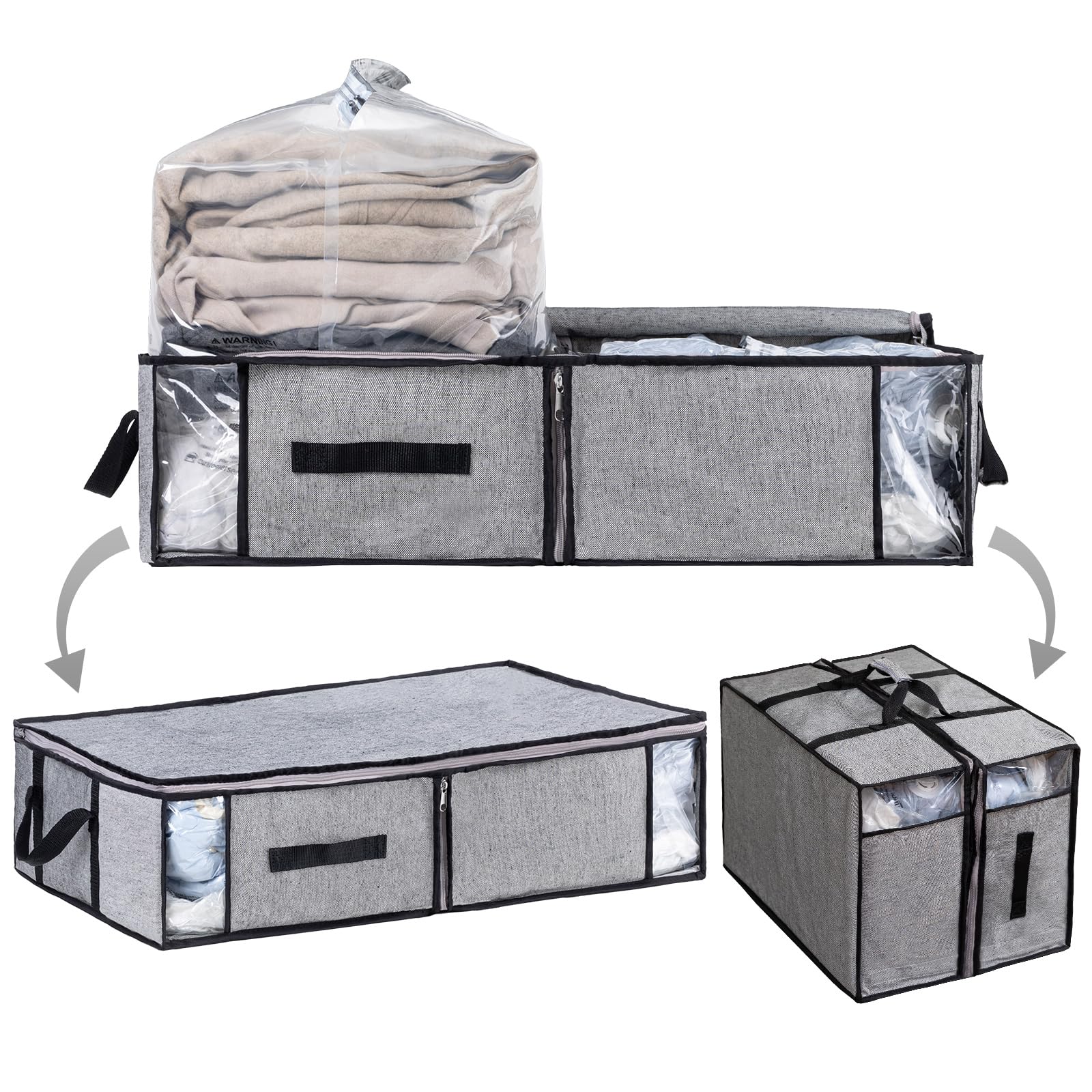 TAILI Sacchetti sottovuoto con scatola, 70 x 50 x 18 cm, 2 in 1 | Pieghevole sotto il letto, risparmia l'80% di spazio in più, sacco sottovuoto per biancheria da letto
