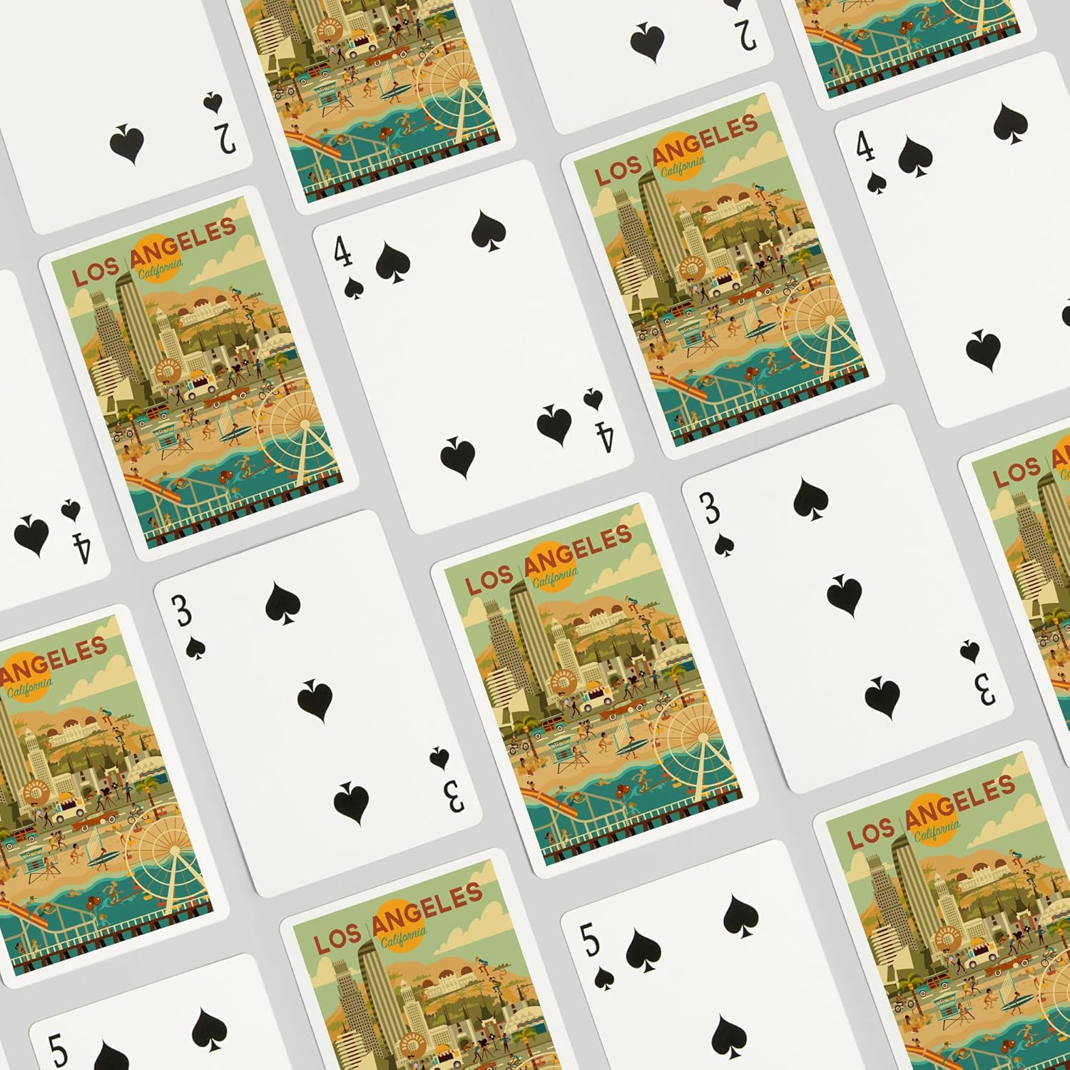 Lantern Press Los Angeles, California, City of Angels, Geometric City Series, 52 Playing Cards for Adults, Poker Size Card Deck
