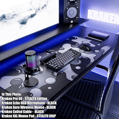 Miniatura 4 de Kraken Keyboards DRIP XXL - Alfombrilla de mouse para juegos en blanco y negro  Alfombrilla de mouse profesional artesanal  Alfombrilla de