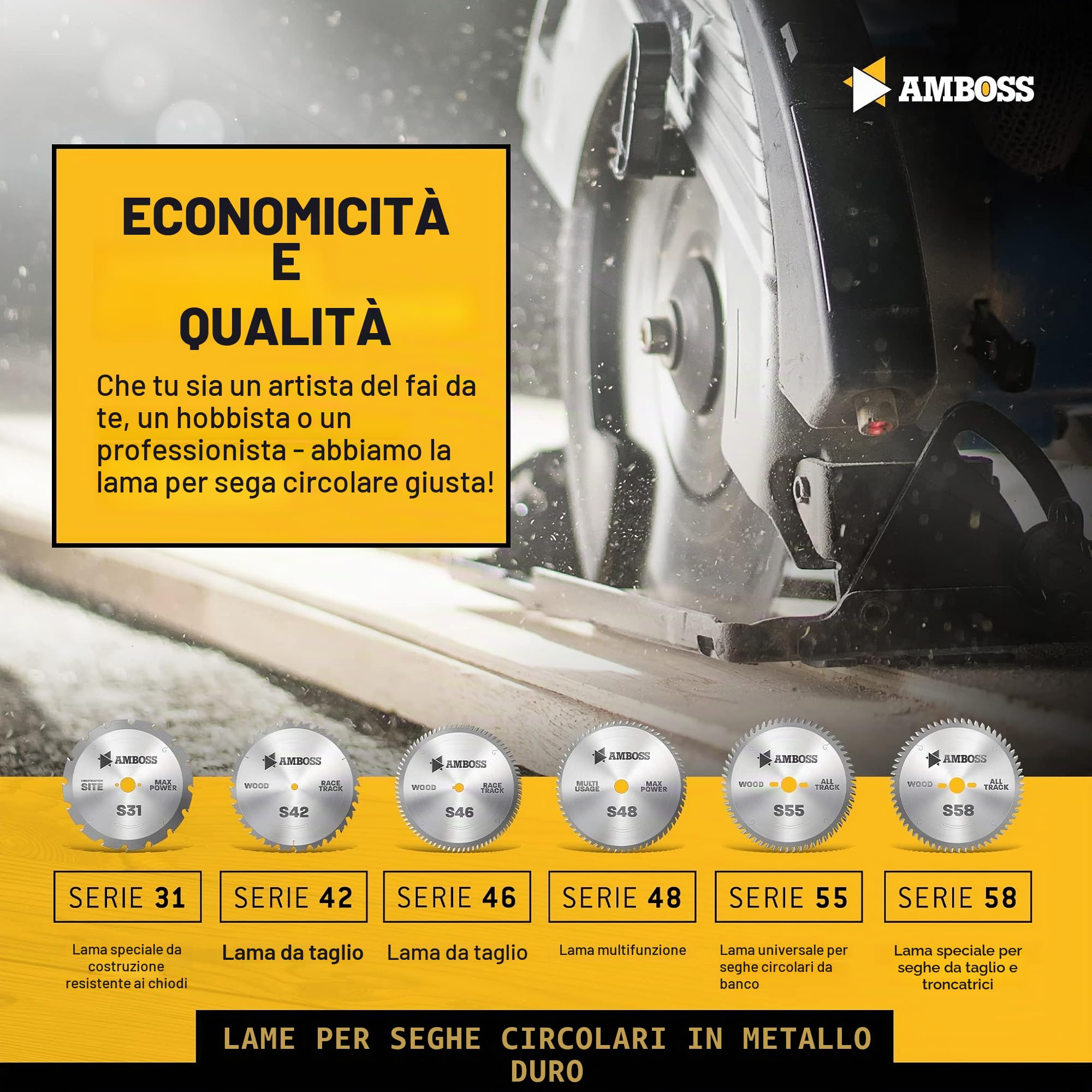 Amboss HM, lama per sega circolare, Ø 315 mm x 3,2 mm x 30 mm, dente del cambio (28 denti), taglio rapido per legna da ardere e legno