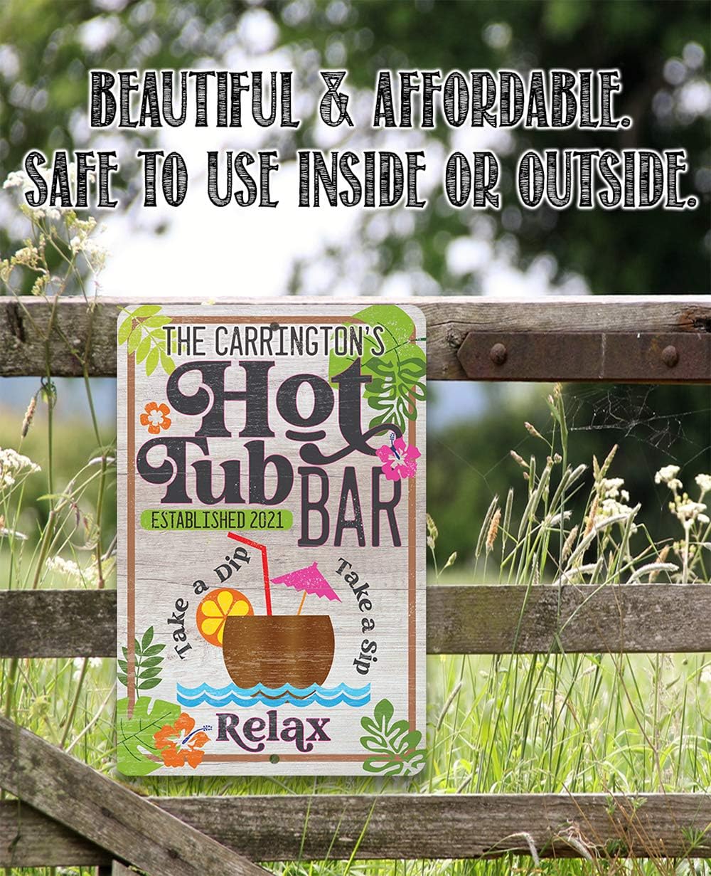 Hot Tub Accessories for Adults - Personalized - We Don't Skinny Dip We Chunky Dunk - Metal Sign - Indoor/Outdoor Hot Tub Signs - Funny Signs, Outdoor Patio Decor, Backyard Decor Signs for Hot Tub Area