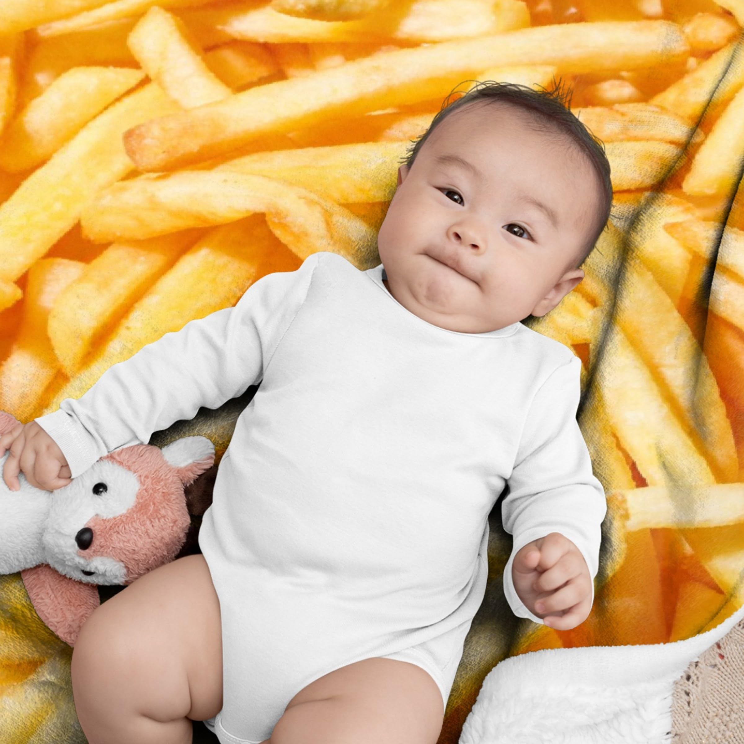 Hamburger French Fries Blanket Soft Lightweight Plush Fleece Food Throw Blanket Funny Food Gifts for Women Men Bed Quilt for Sofa Couch Travel M for Teens